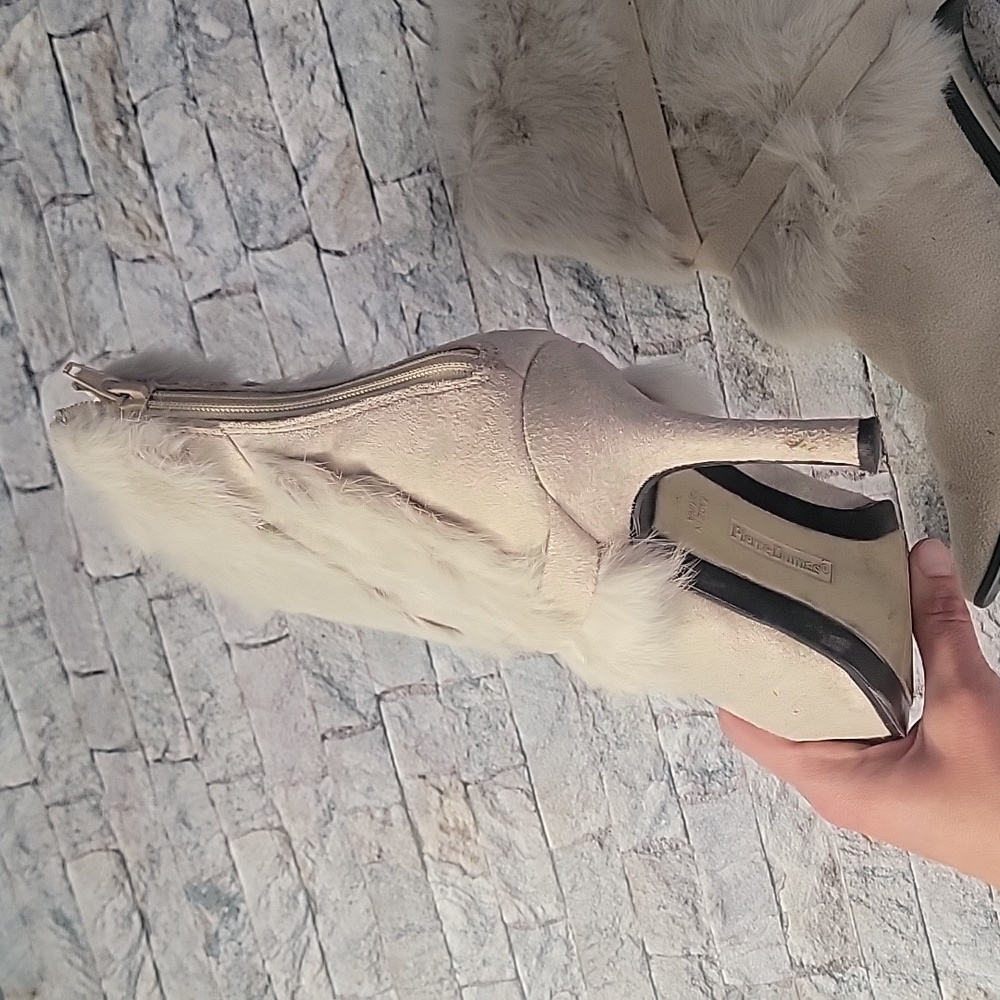 Pierre Dumas 3 Inch Heel Boots with Faux Fur Cream - Picture 7 of 12
